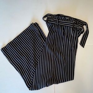 Paperbag striped dress pants